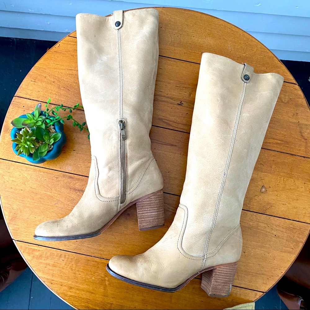 Vince Camuto Gianna Tan Beige knee high heel boot